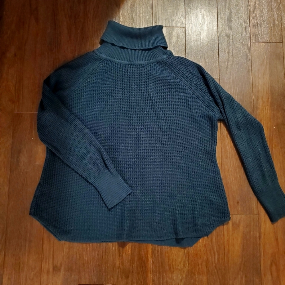 Seven Sisters Cable Knit Cowl/Turtle Neck Sweater - Teal